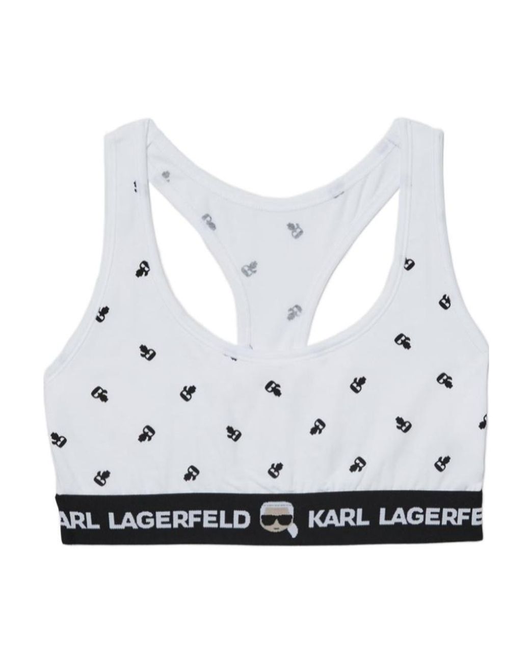 Karl Lagerfeld White Ikonik Logo Bralette