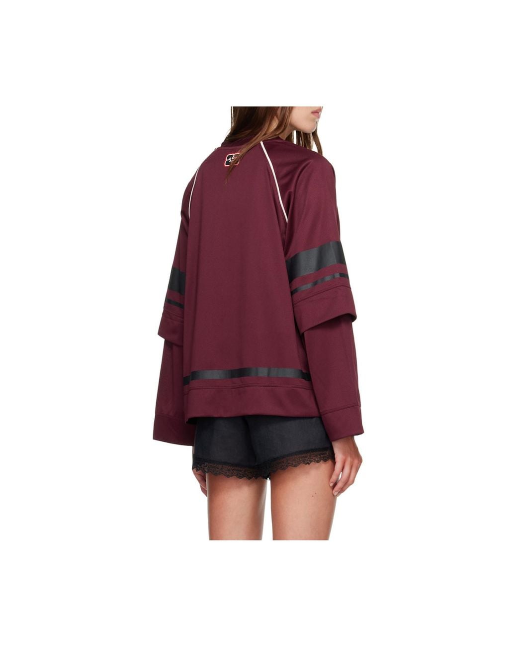 Ganni Red Cocora Double Layer Long Sleeve T-Shirts