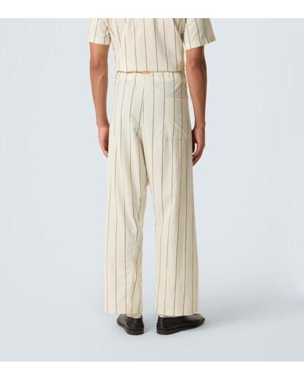 Bode Natural Celery Striped Cotton Pajama Pants for men