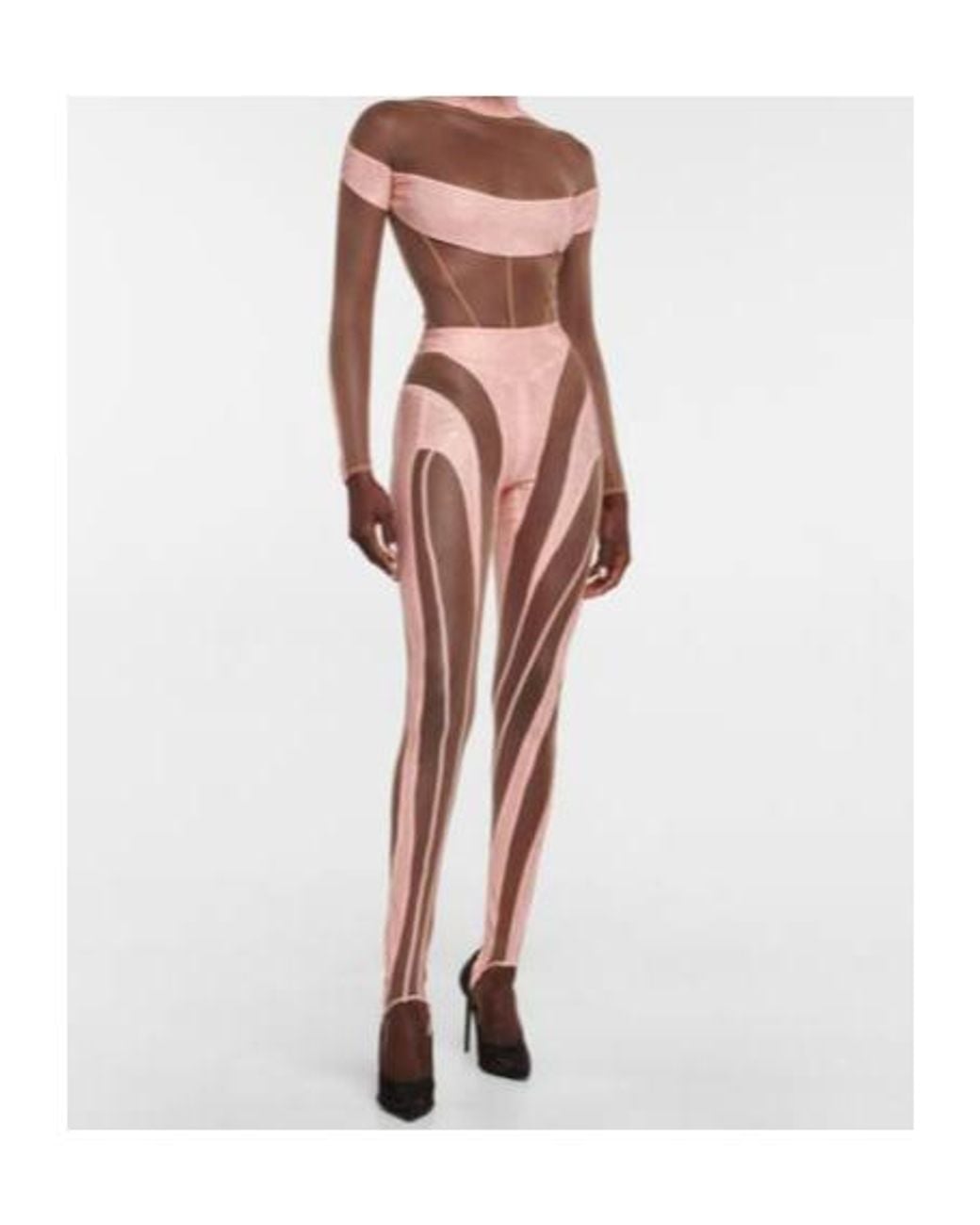 Mugler Pink Paneled Stirrup Leggings
