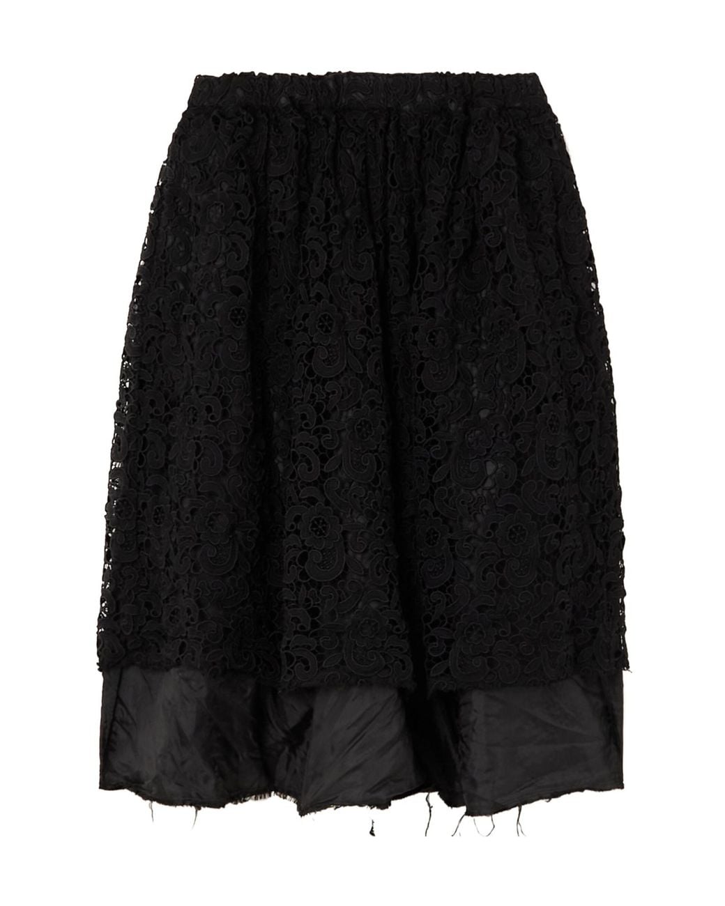 Comme des Garçons Black Lace-Detail Layered Midi Skirt