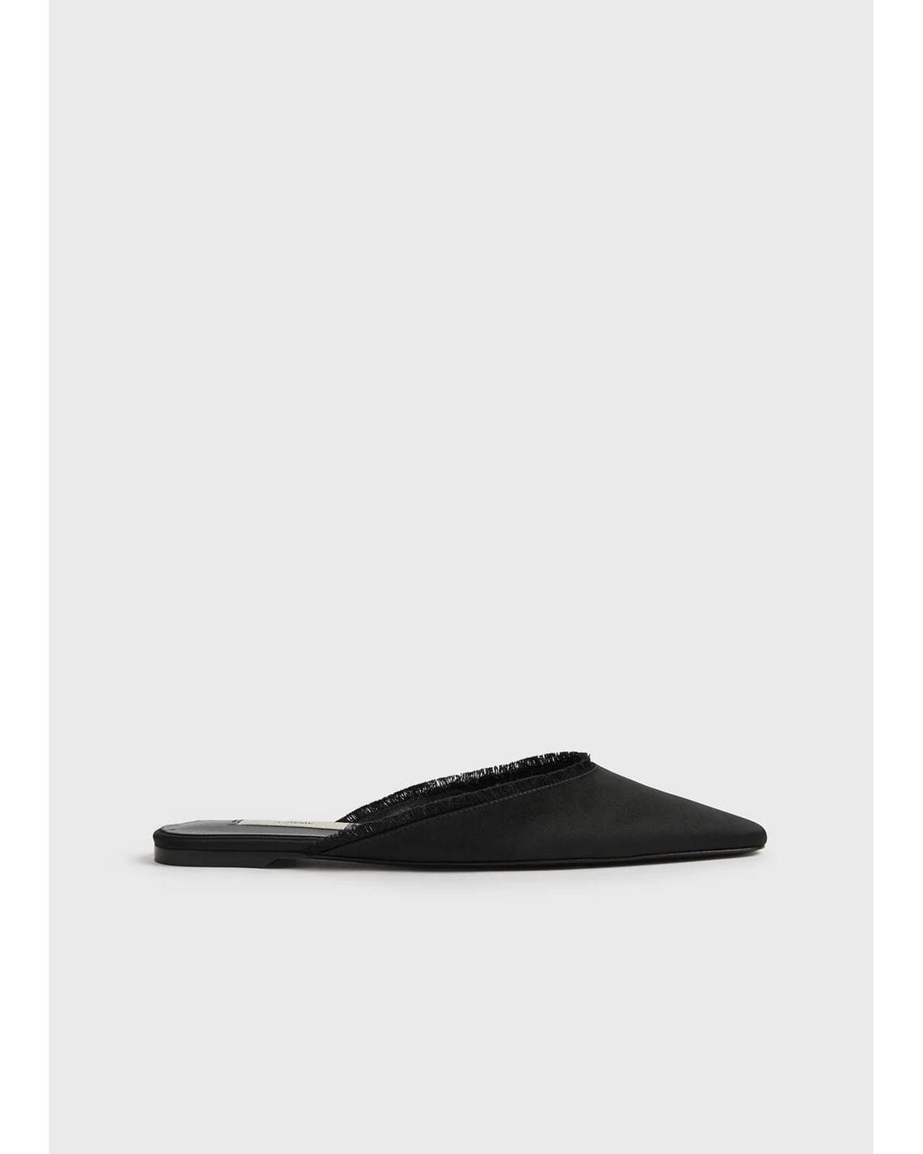 Totême Black Distressed Satin Casual Slides