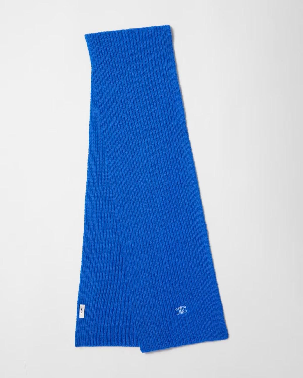 Céline Blue Ribbed Cashmere Scarf