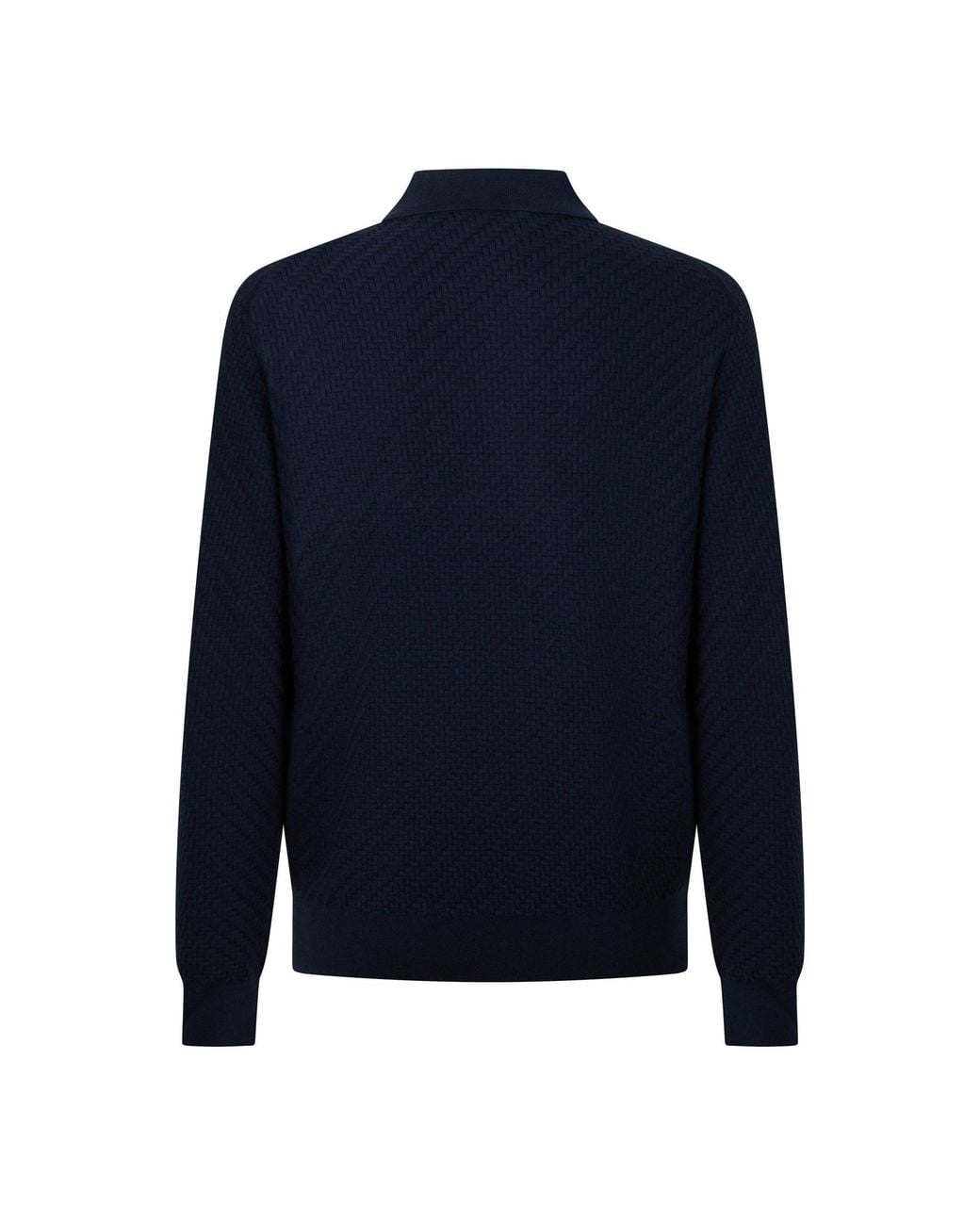 Brioni Blue Knit Long-Sleeve Polo Sweater for men