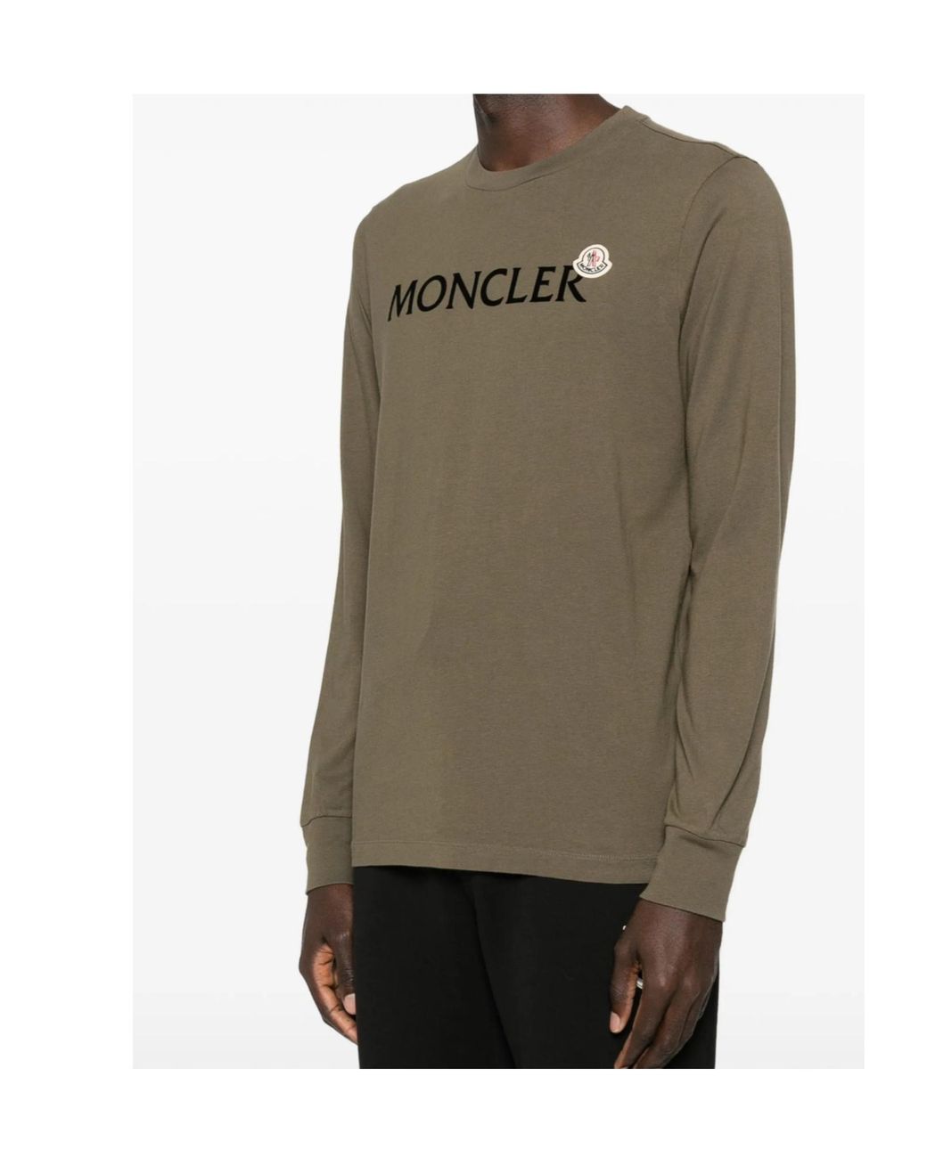 Moncler Green Logo Patch Crewneck Sweatshirt for men