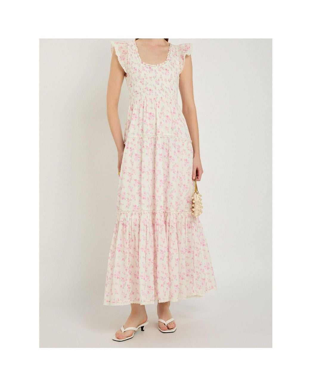 LoveShackFancy Pink Chessie Cotton Maxi Dress