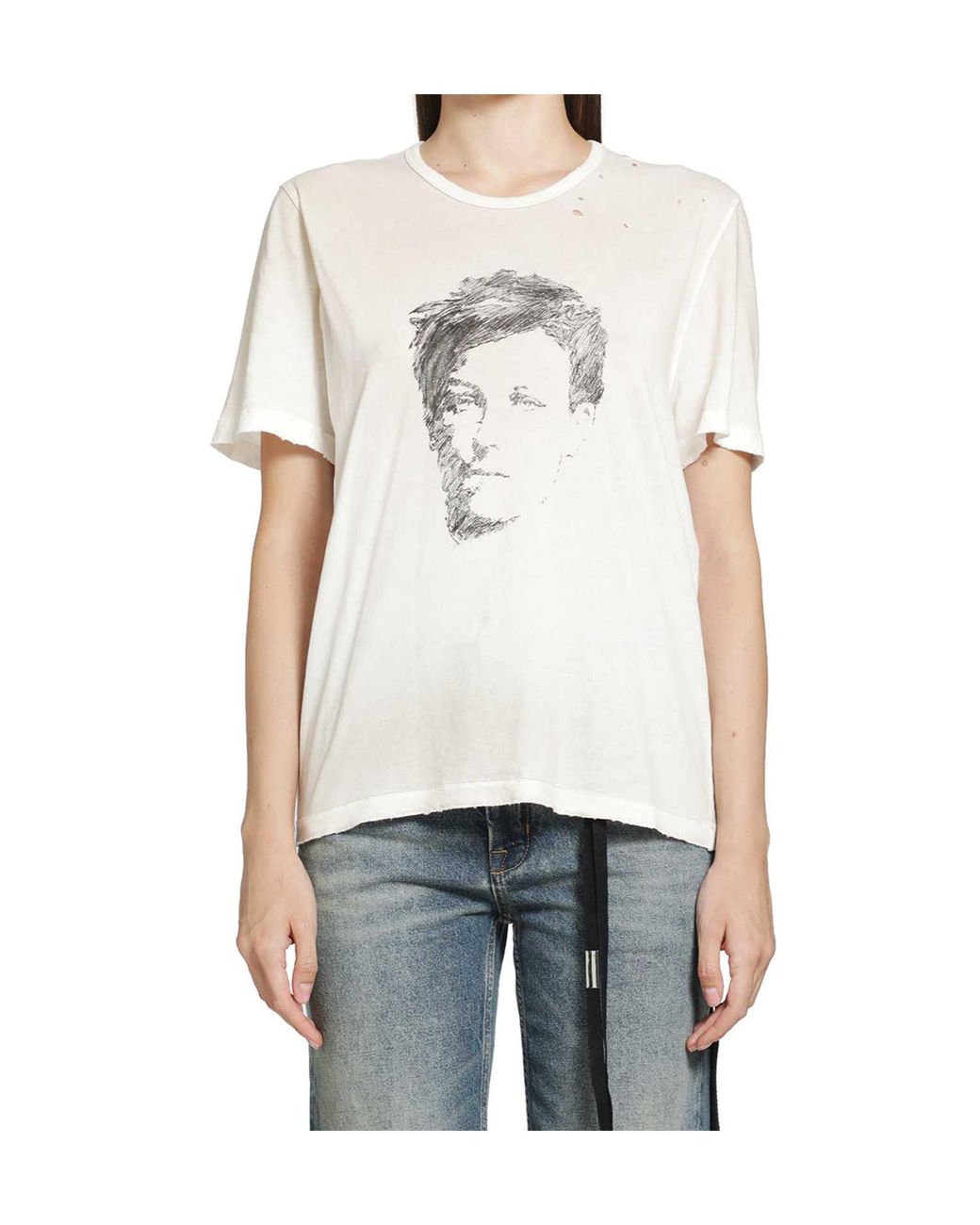 Ann Demeulemeester Blue Distressed T-Shirt