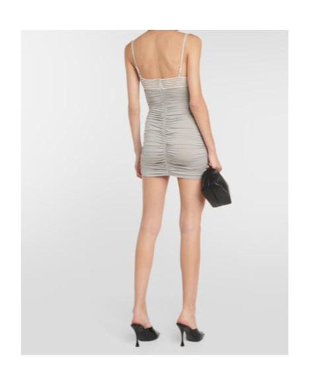 Magda Butrym Gray Ruched Crochet And Jersey Minidress