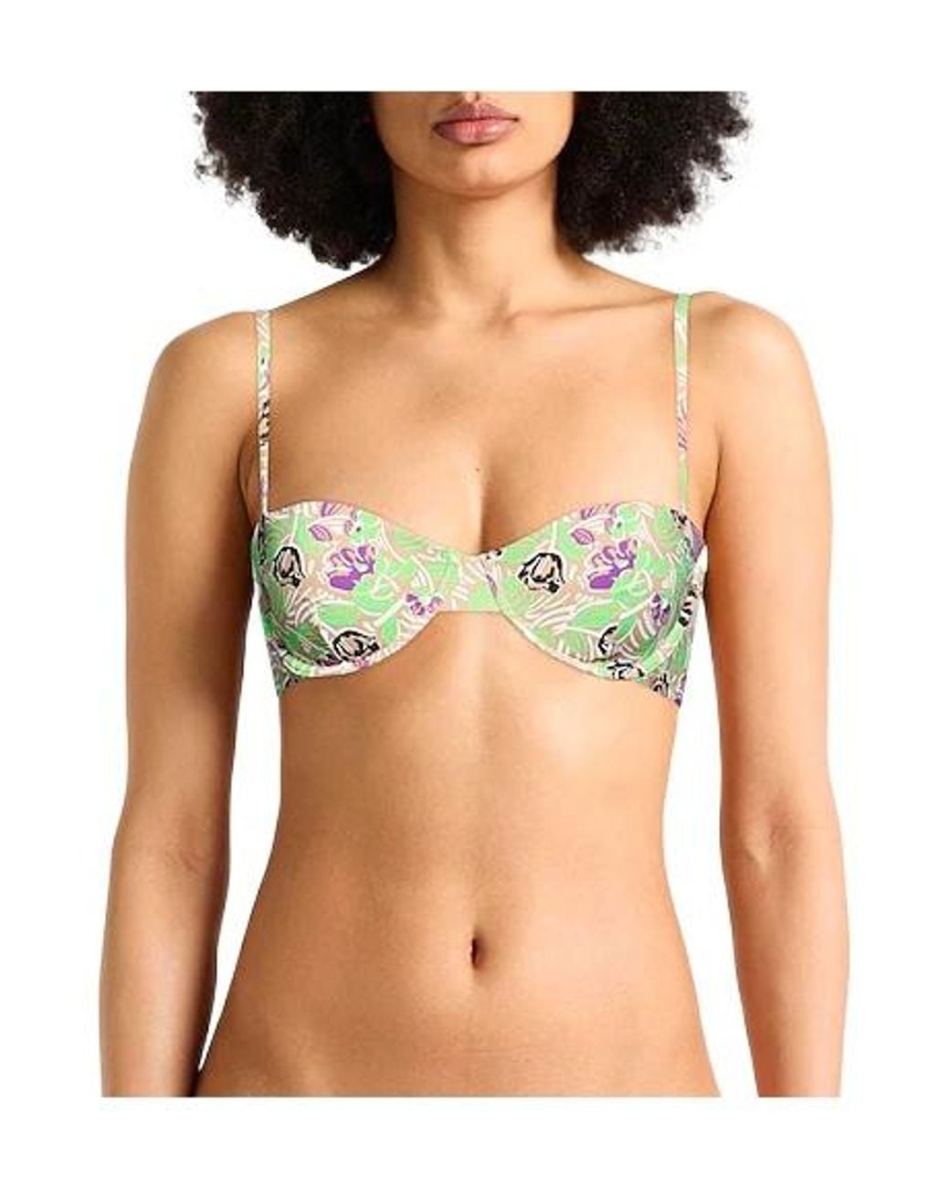 Tory Burch Green Floral-Print Bikini Tops