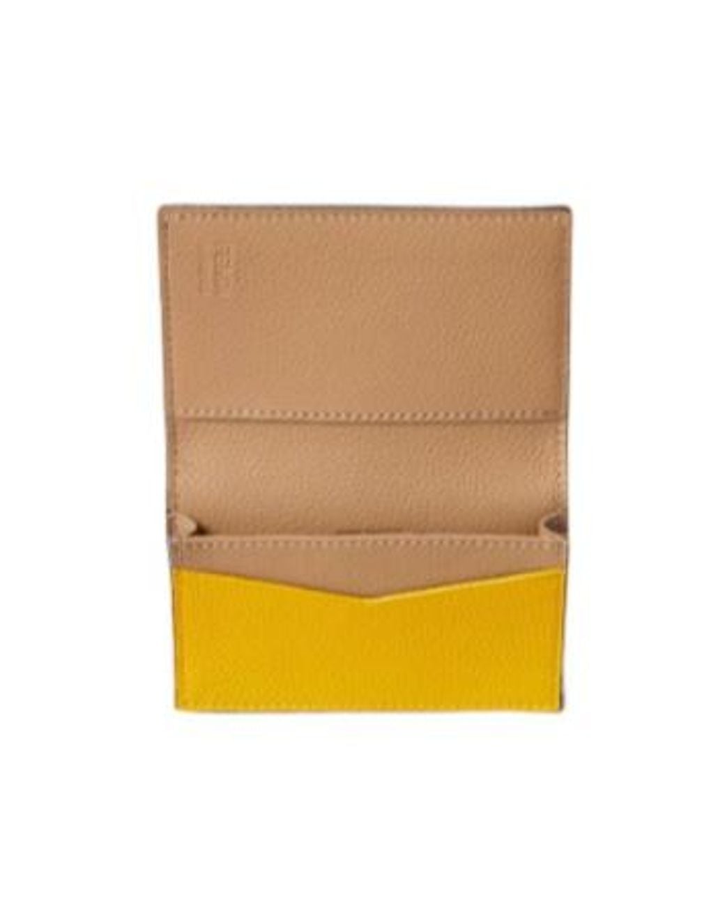 Fendi Yellow Logo Business Card Holder Wallet for men