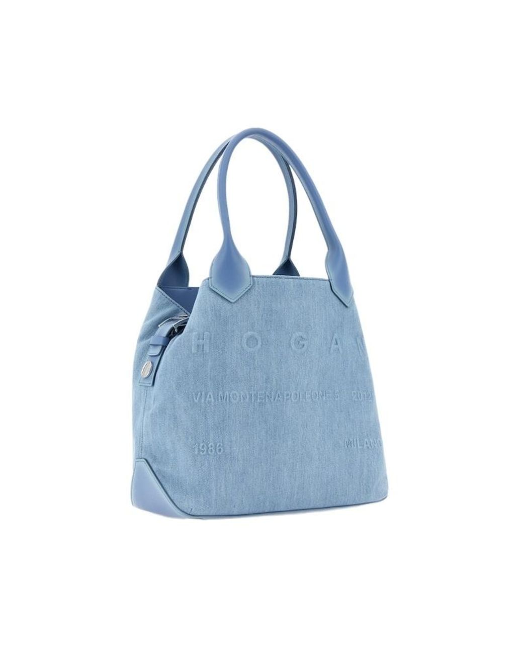 Hogan Blue Medium Script Shopping Bag
