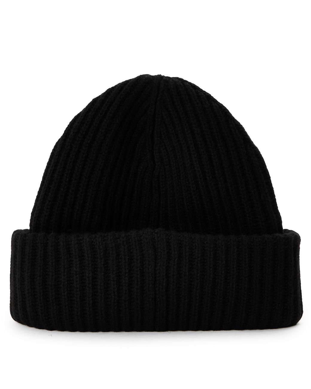 Ganni Black Ribbed Knit Hat
