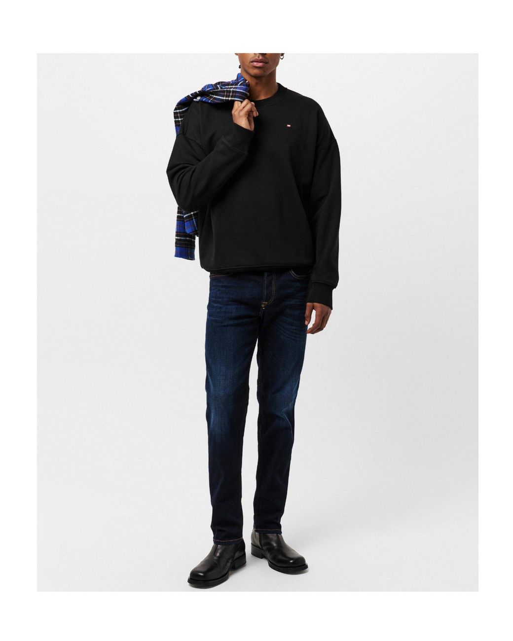 DIESEL Black Crew Neck Sweatshirt for men