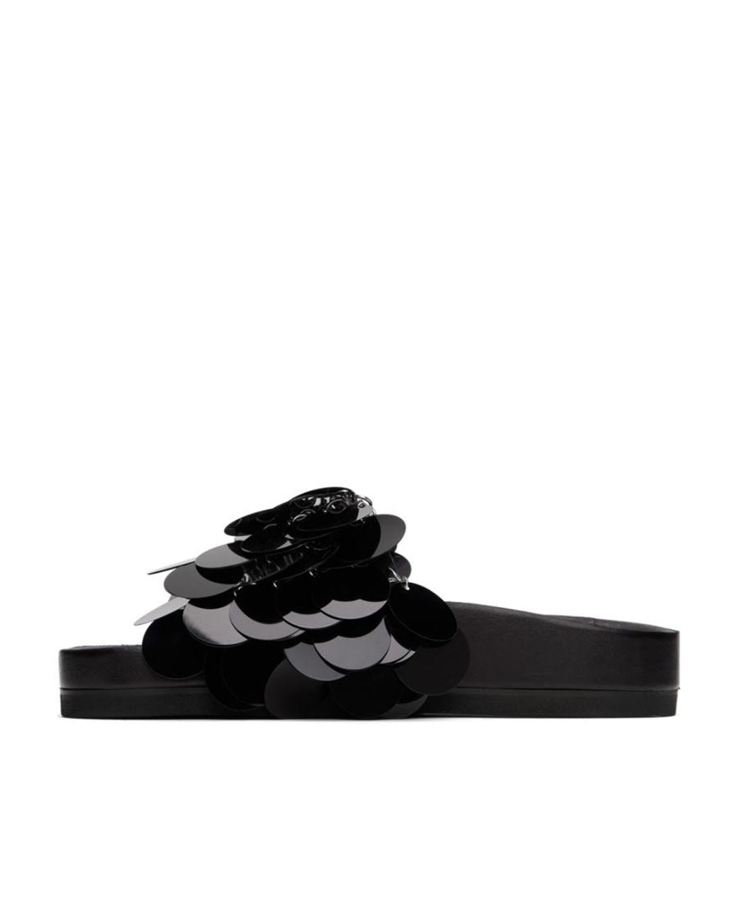 Rabanne Black Sequin Embellishment Open-Toe Sandals