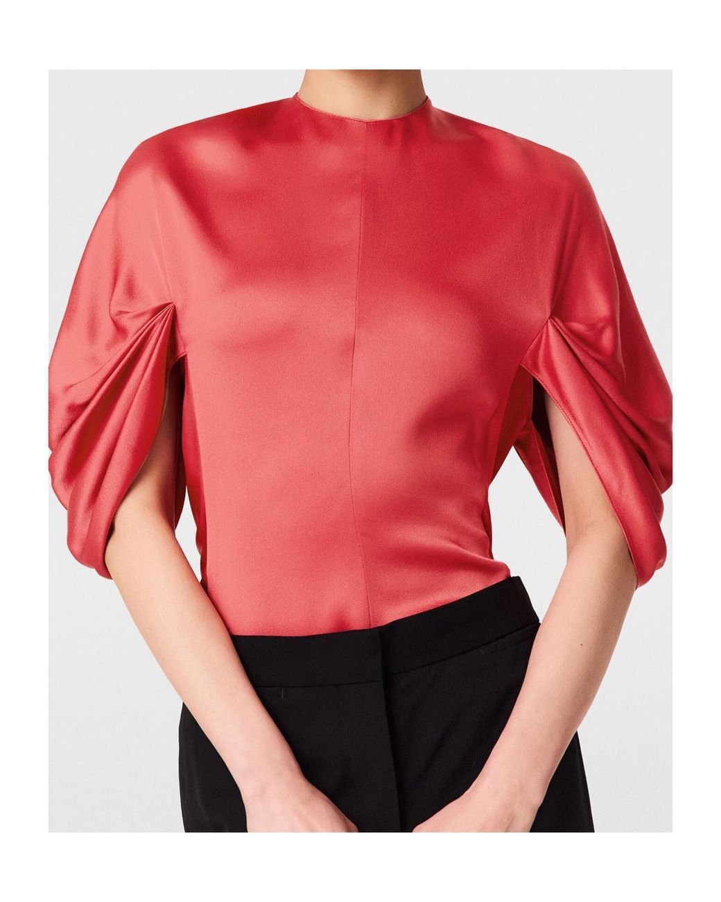 Stella McCartney Red Draped-Sleeve Blouse