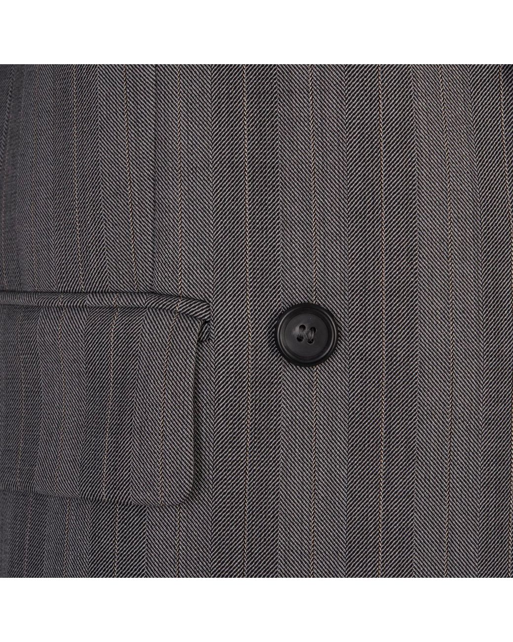 Sportmax Gray Striped Double-Breasted Long-Sleeved Jacket