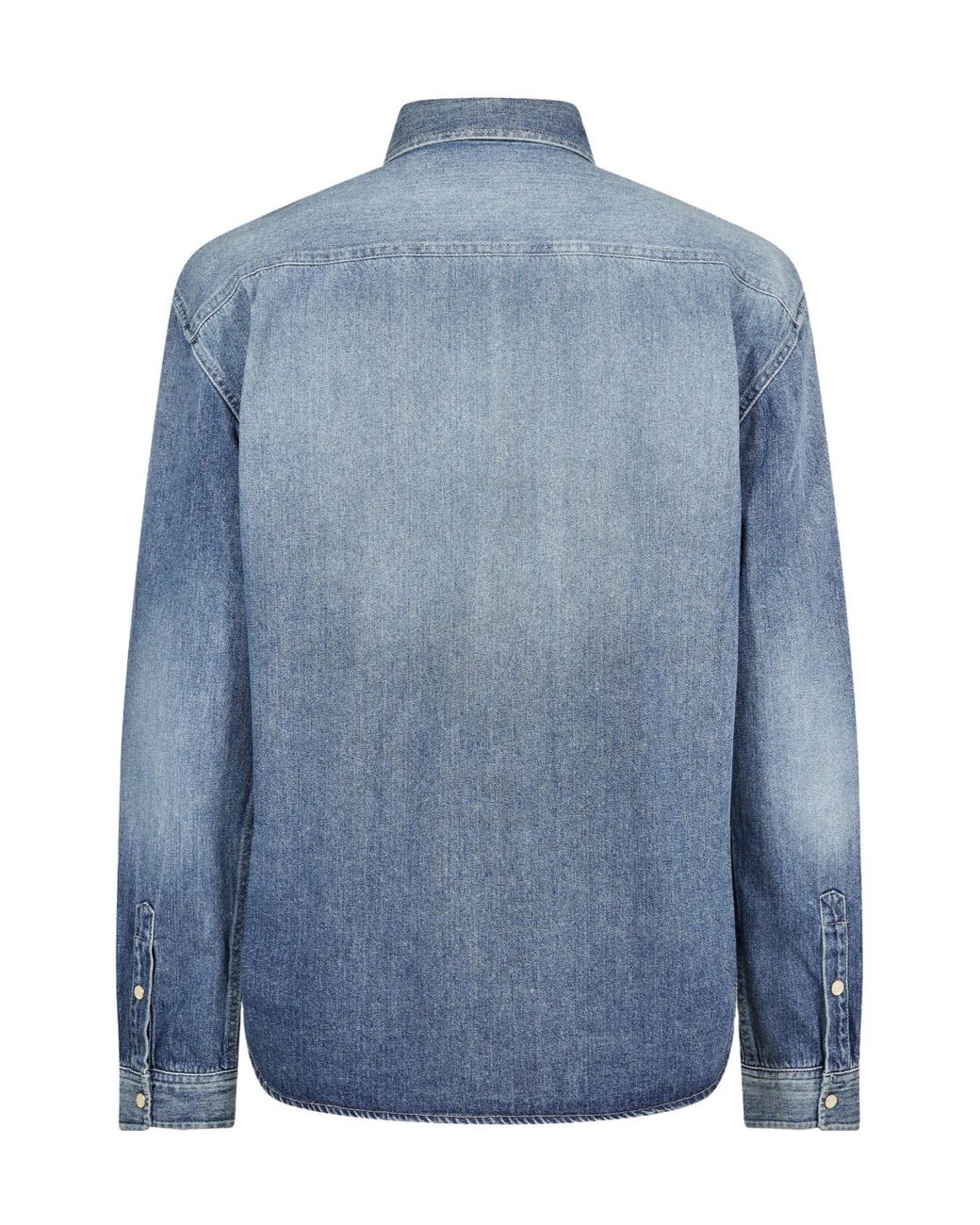 Saint Laurent Blue Light Faded Denim Button-Up Shirt for men