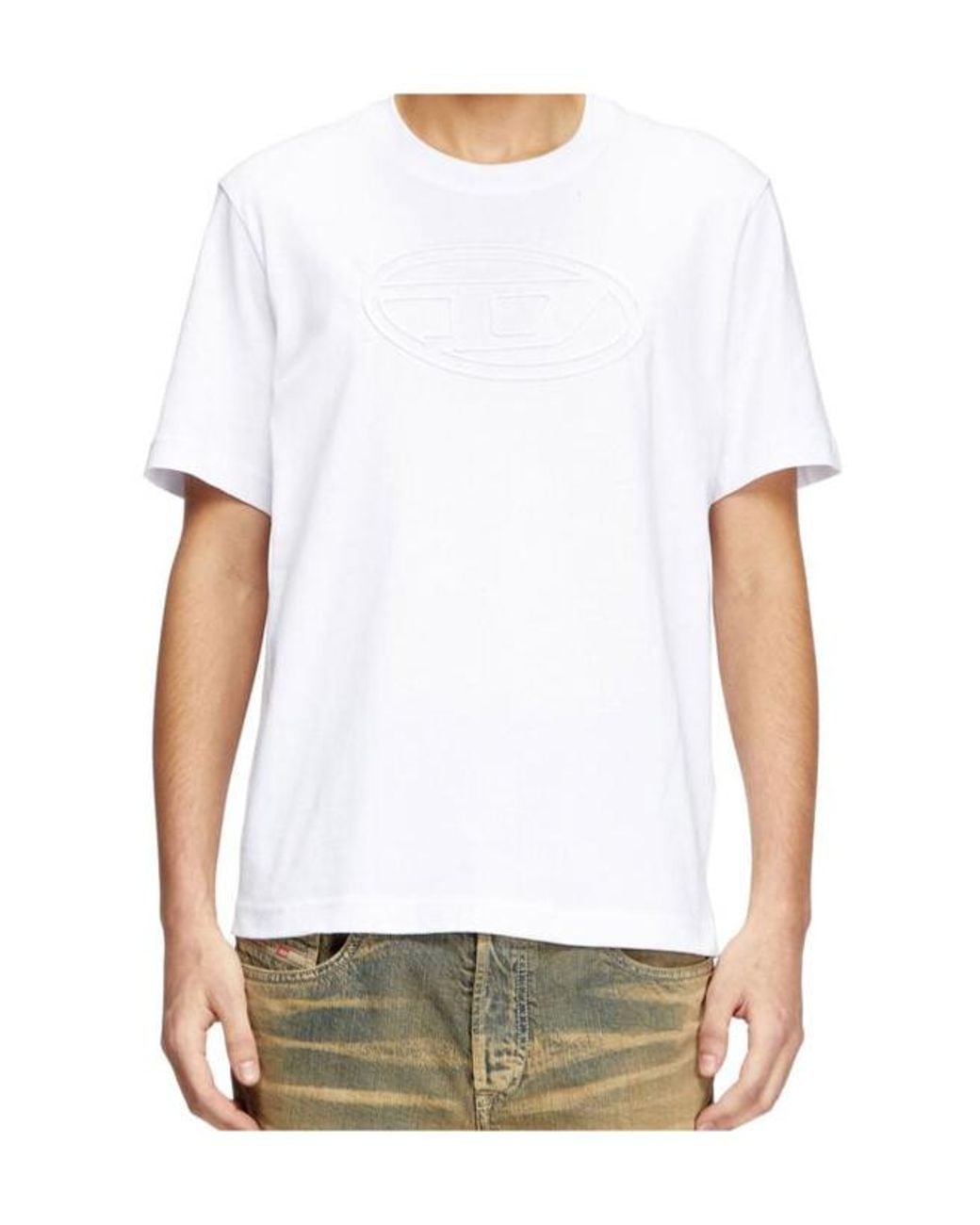 DIESEL White T-Adjust-Bigoval Embossed Oval D T-Shirt for men
