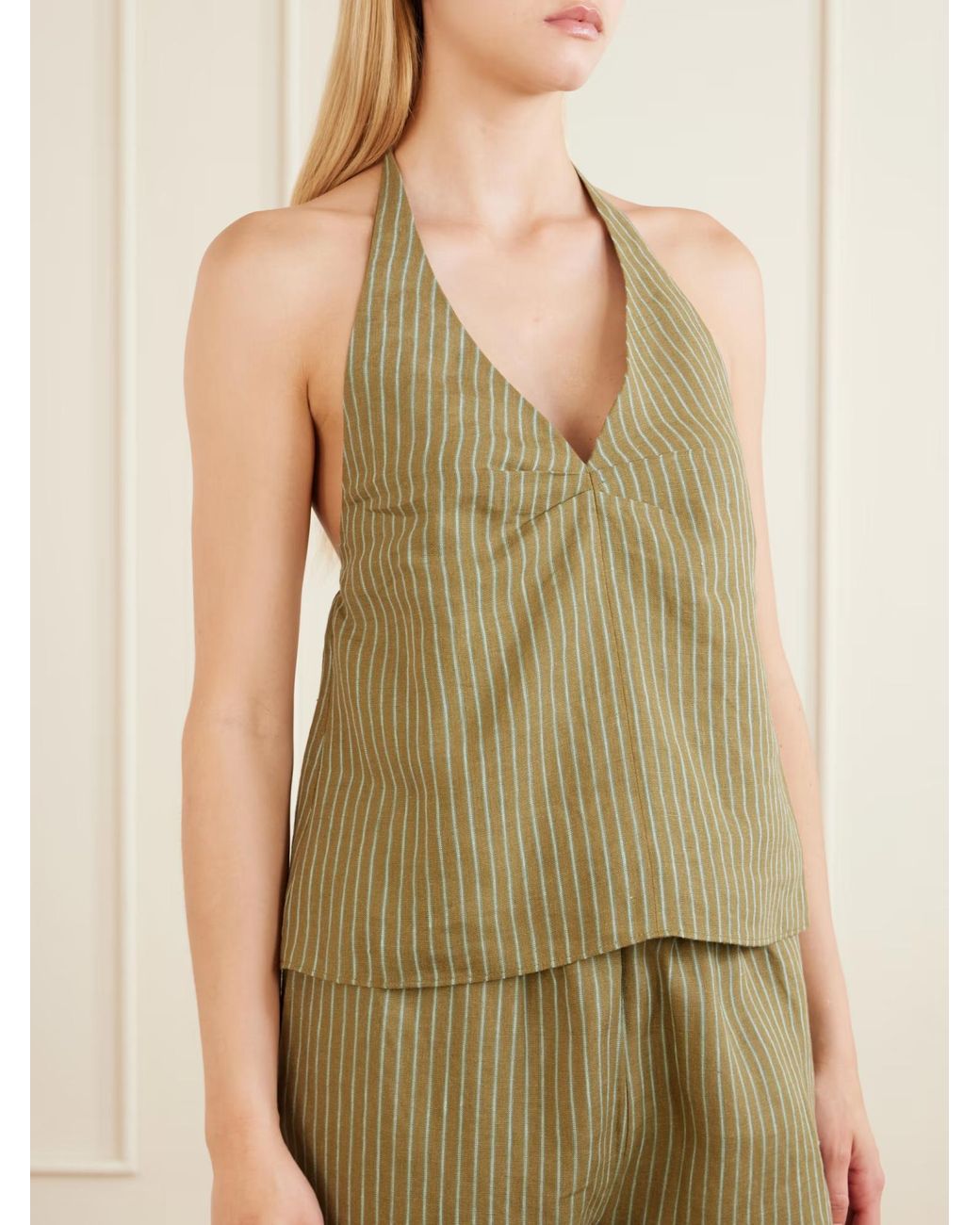 Staud Green Corso Striped Halter Top