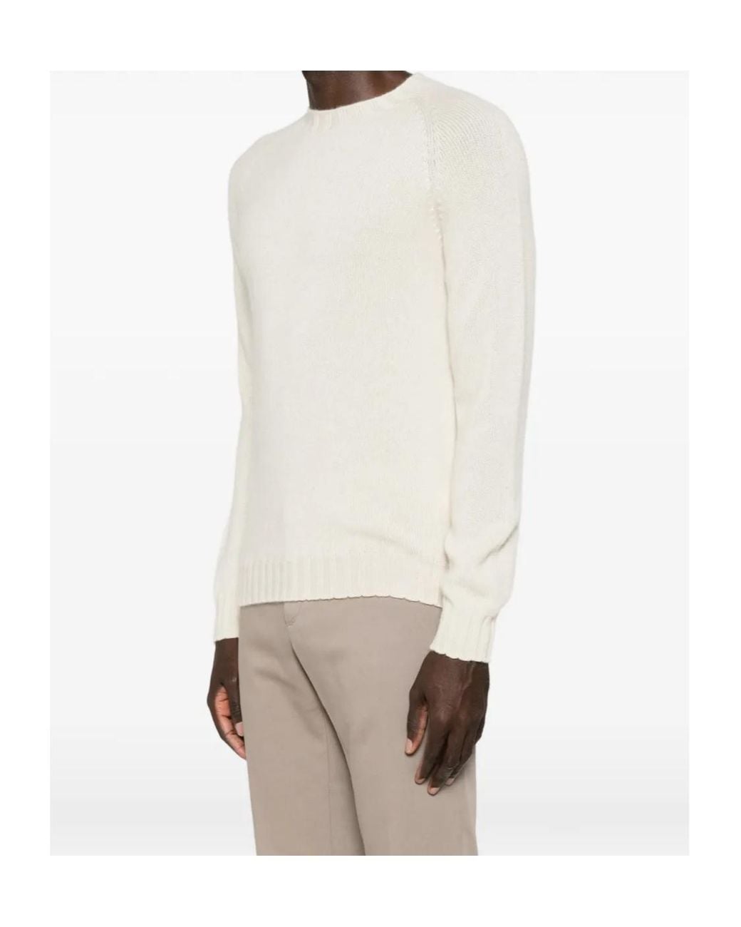 Tagliatore White Nobhil Long-Sleeve Ribbed-Trim Sweater for men