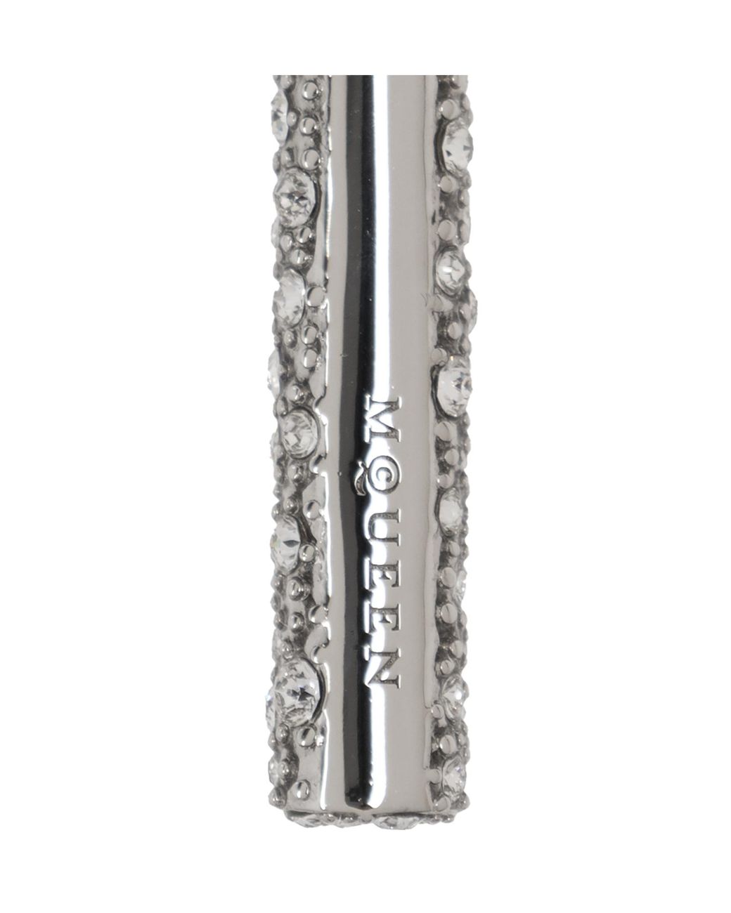 McQueen White Logo Engraved Embellished Earring
