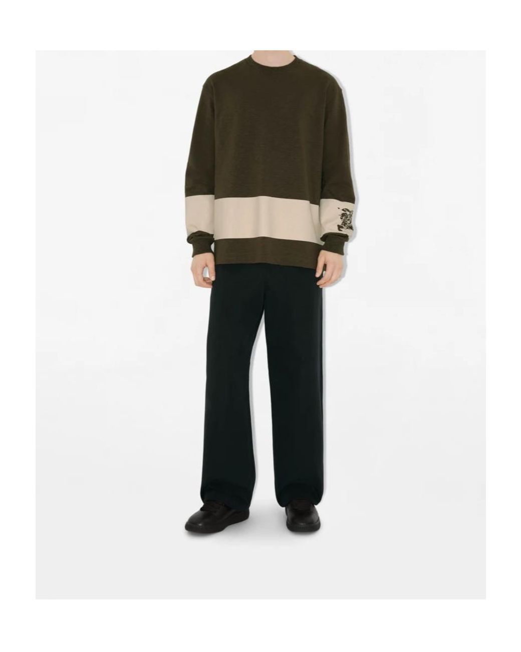 Burberry Green Ekd-Print Stripe-Detailed Crewneck Sweatshirt for men