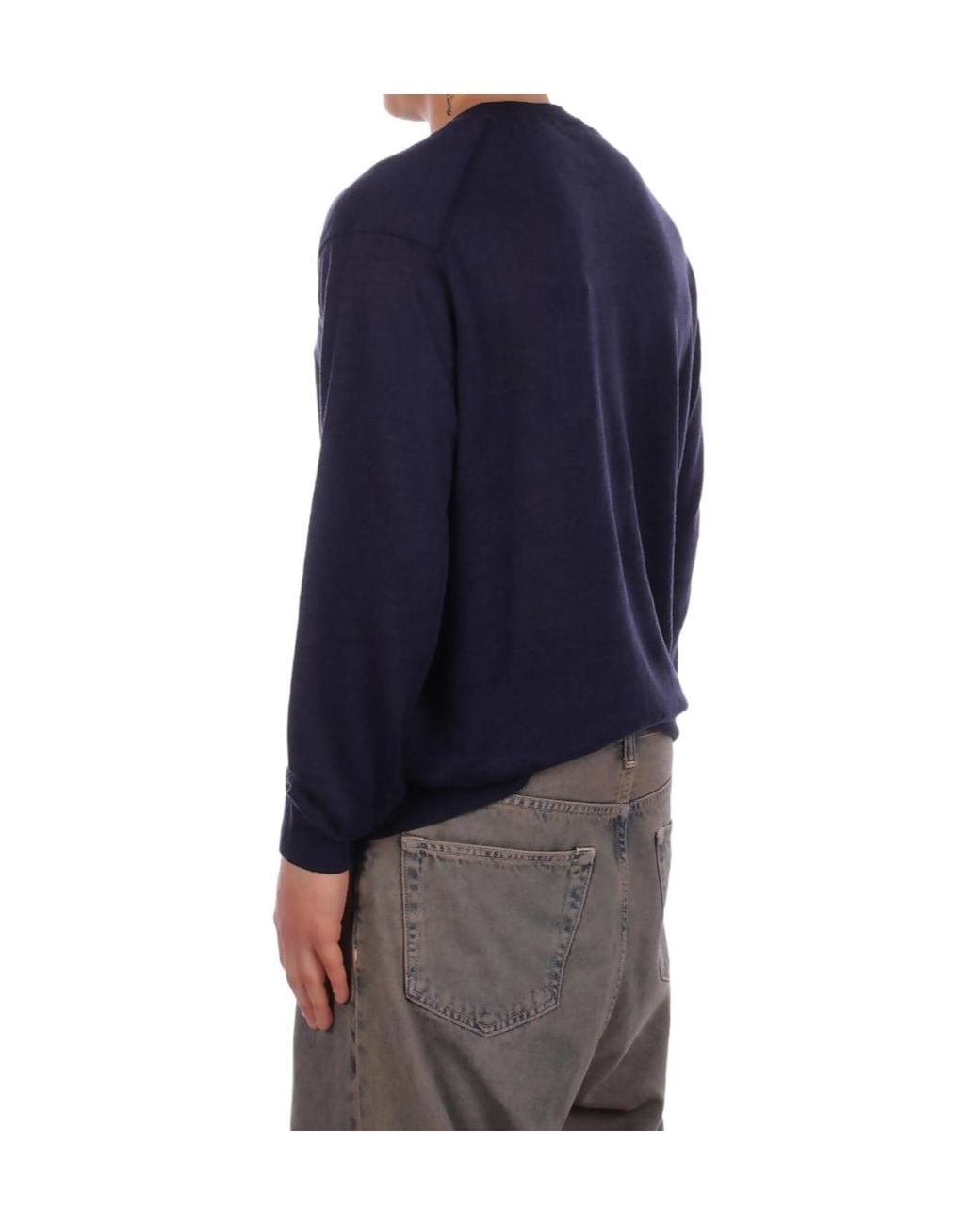 C P Company Blue Fine-Knit Raglan-Sleeve Sweater for men