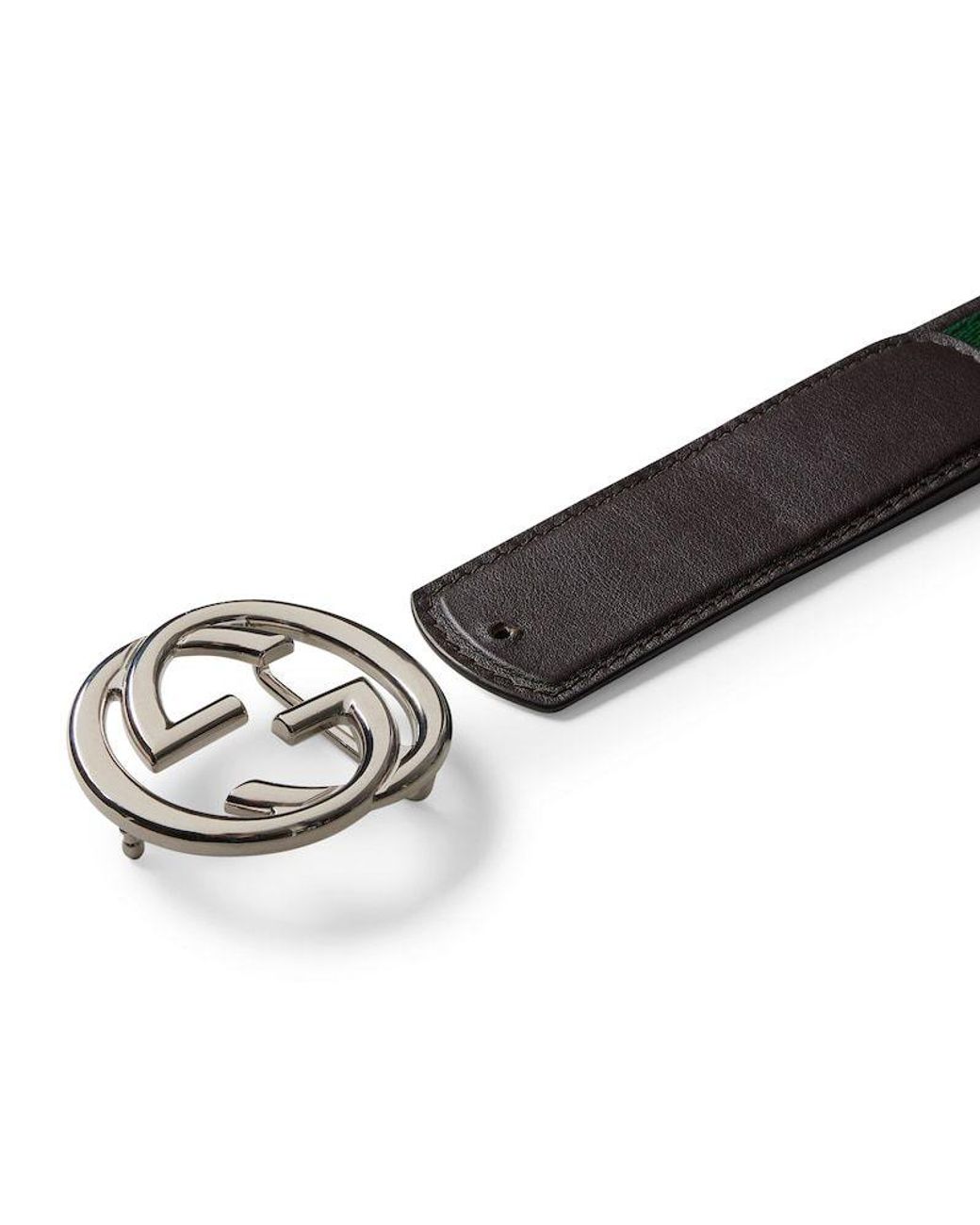 Gucci White Interlocking G Buckle Reversible Belt for men