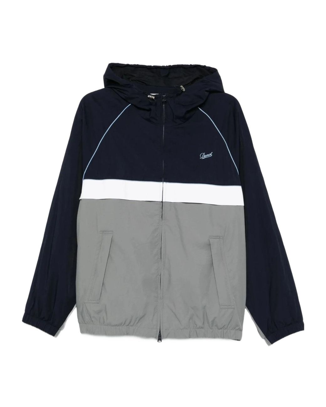 DUNST Blue Hooded Colourblock Windbreaker