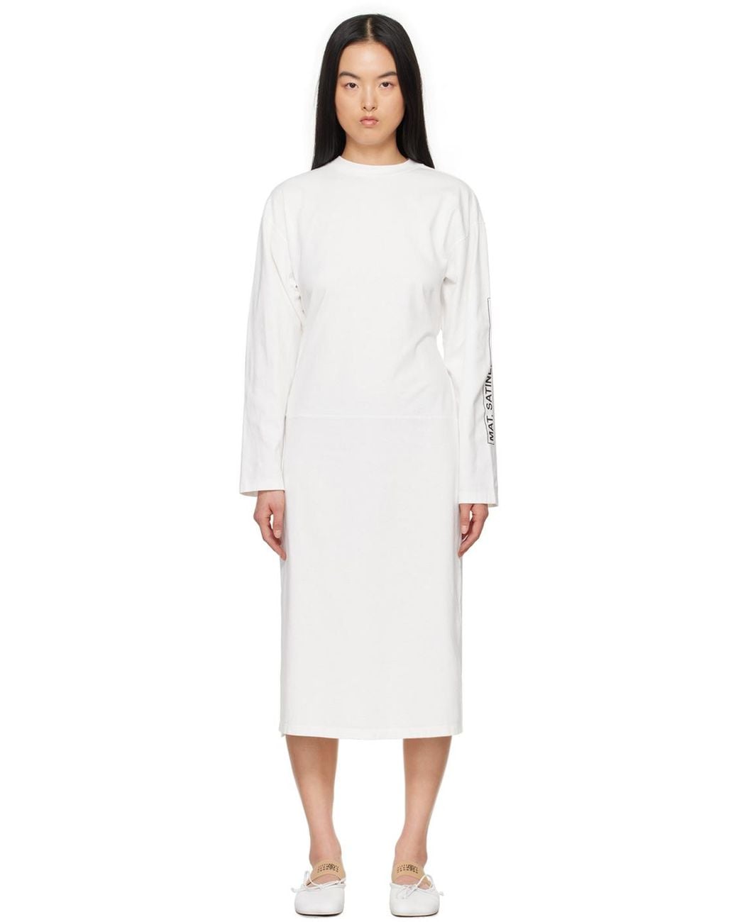 MM6 by Maison Margiela White Drop Shoulder Long T-Shirt