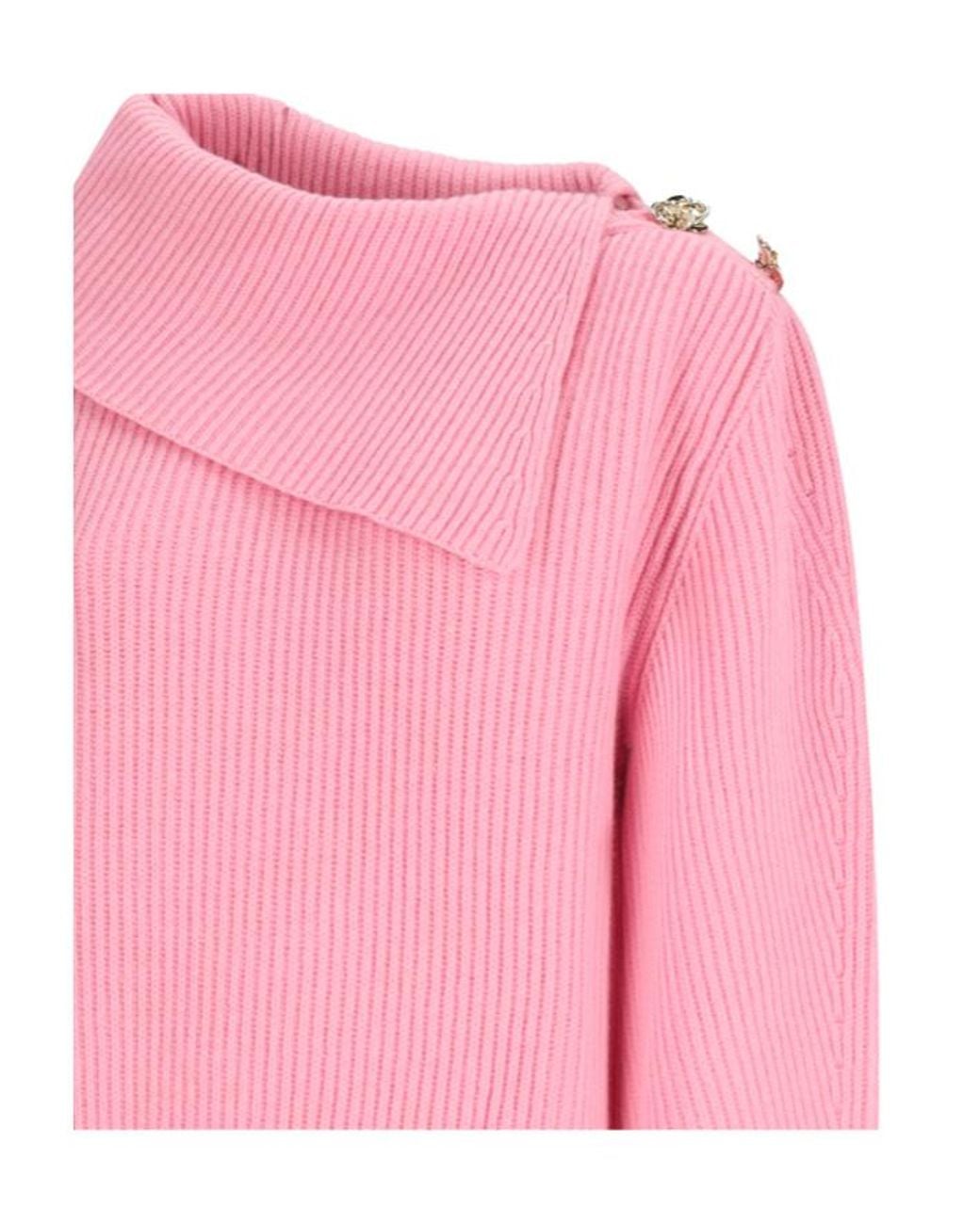 Blumarine Pink Wool Jumper With Sailor Collar And Buttons