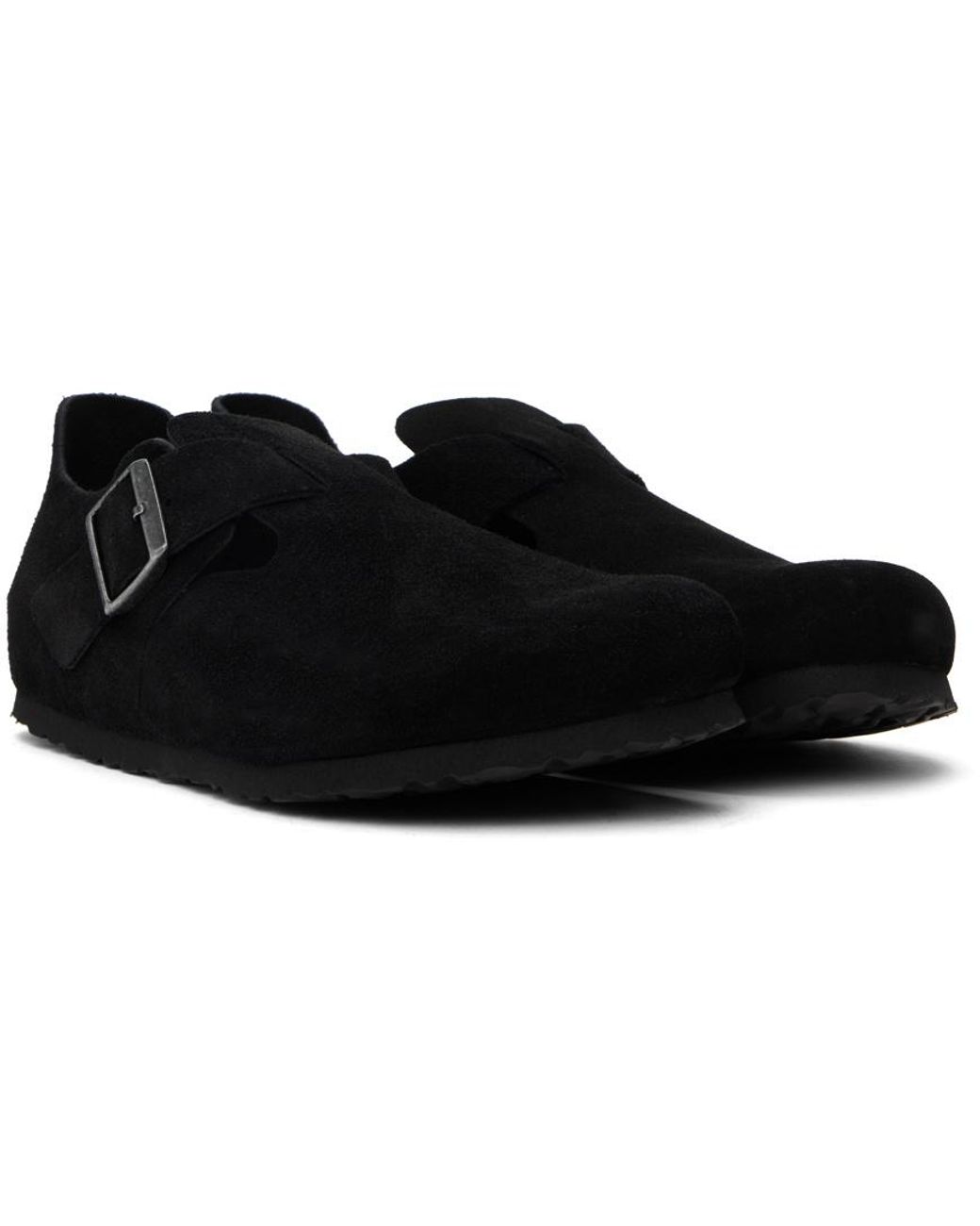 Birkenstock Black London Buckle Detailed Round Toe Loafers for men