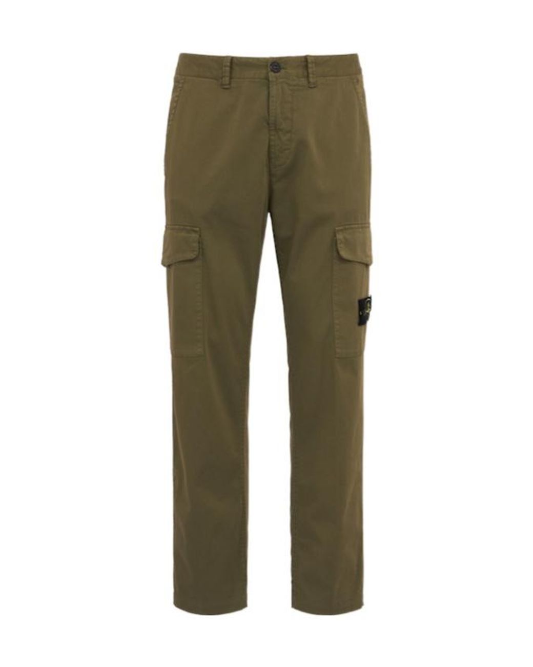 Stone Island Green Logo Cotton Regular Pants for men