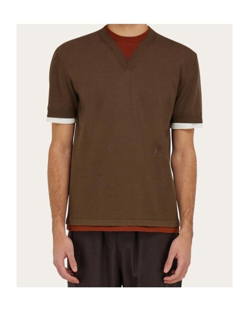 Ferragamo Brown Ferragamo Layered Knitted T-Shirt for men