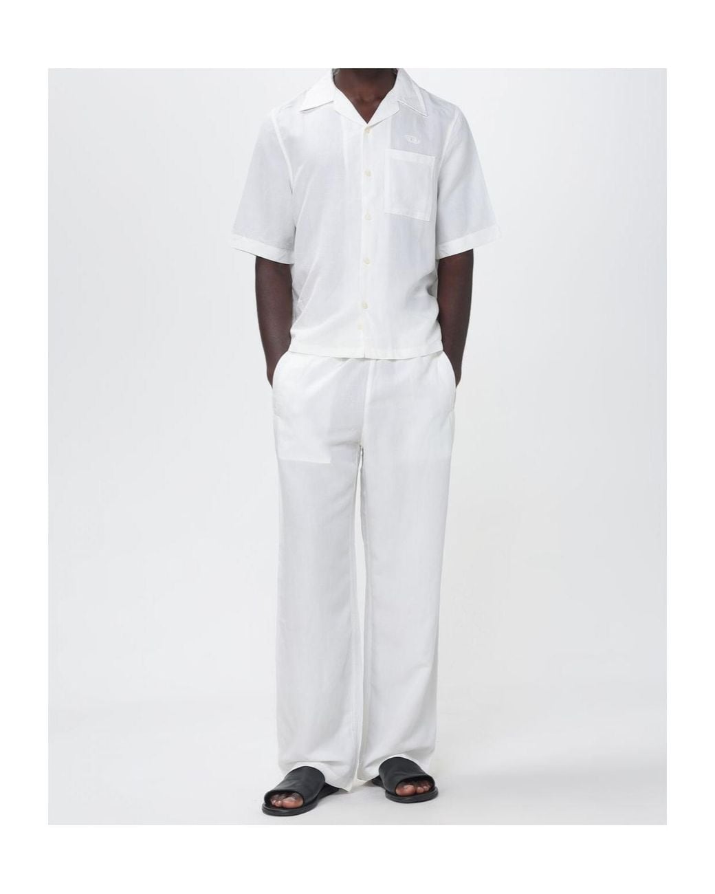 DIESEL White Elastic-Waist Casual Trousers for men