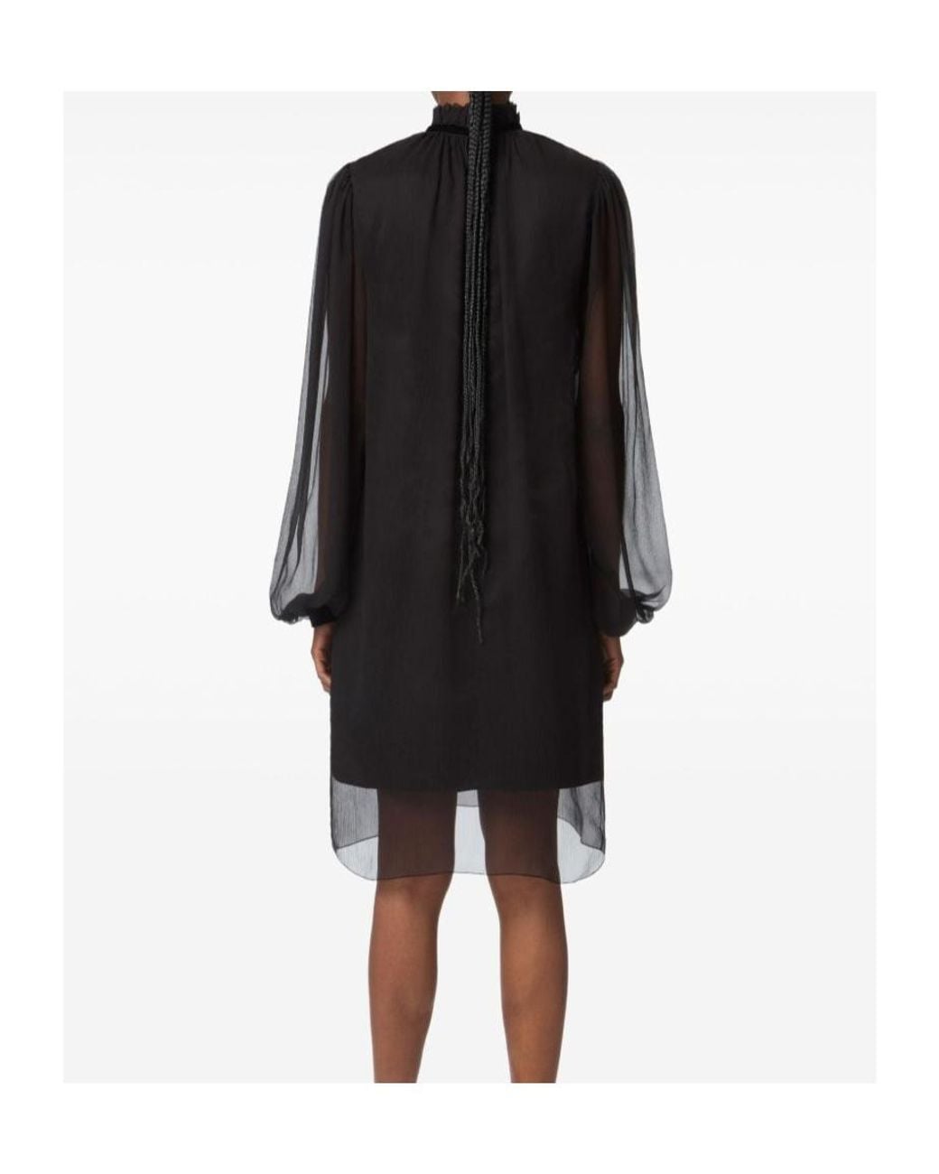 Nina Ricci Black High-Neck Balloon-Sleeve Mini Dress