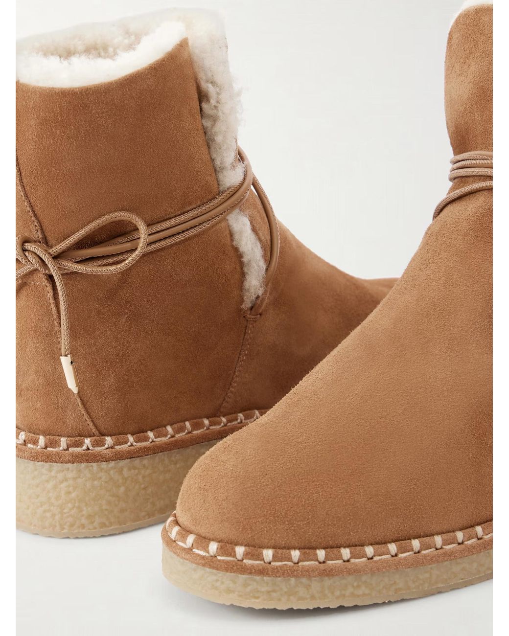 Aquazzura Brown Suede Shearling-Lined Ankle Boots