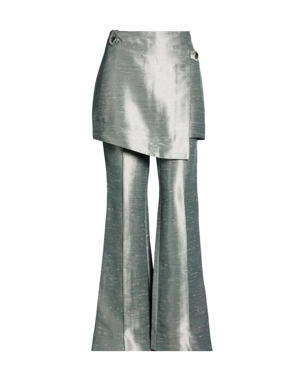 Ganni Gray Solid Wide-Leg Trousers