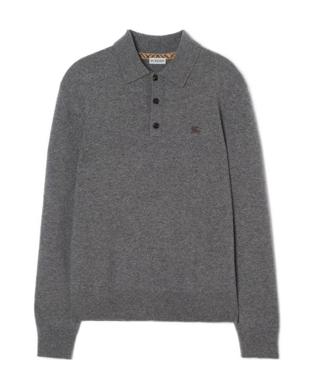 Burberry Gray Apos;S Carson Ekd Cashmere-Blend Polo Shirt for men