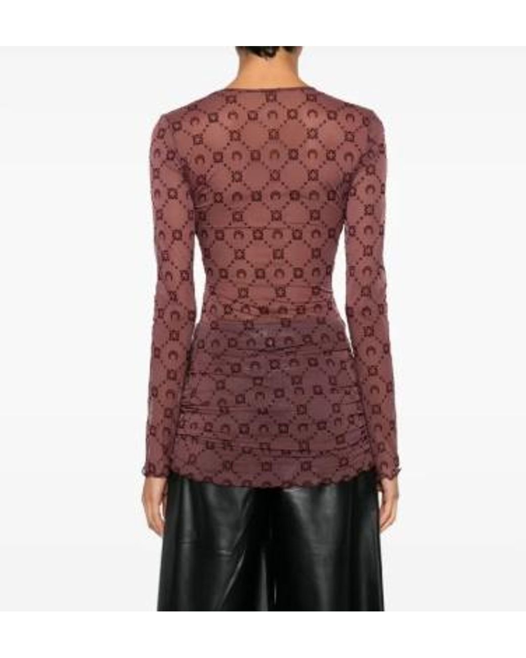 MARINE SERRE Red Moon Embellished Long-Sleeved Dress