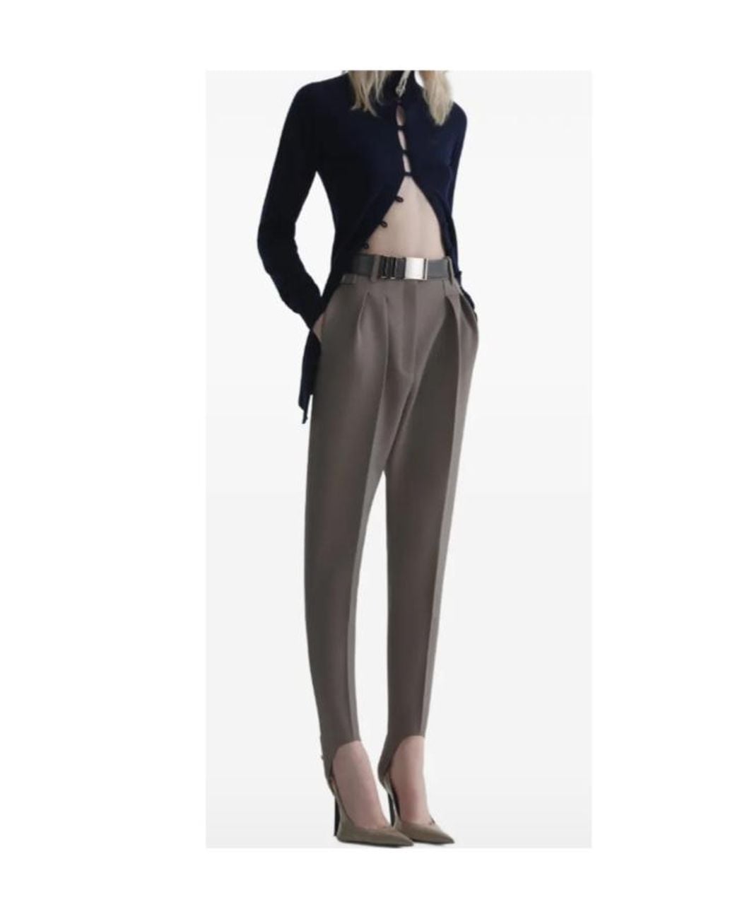 Mugler Blue Cashmere Open Cardigan