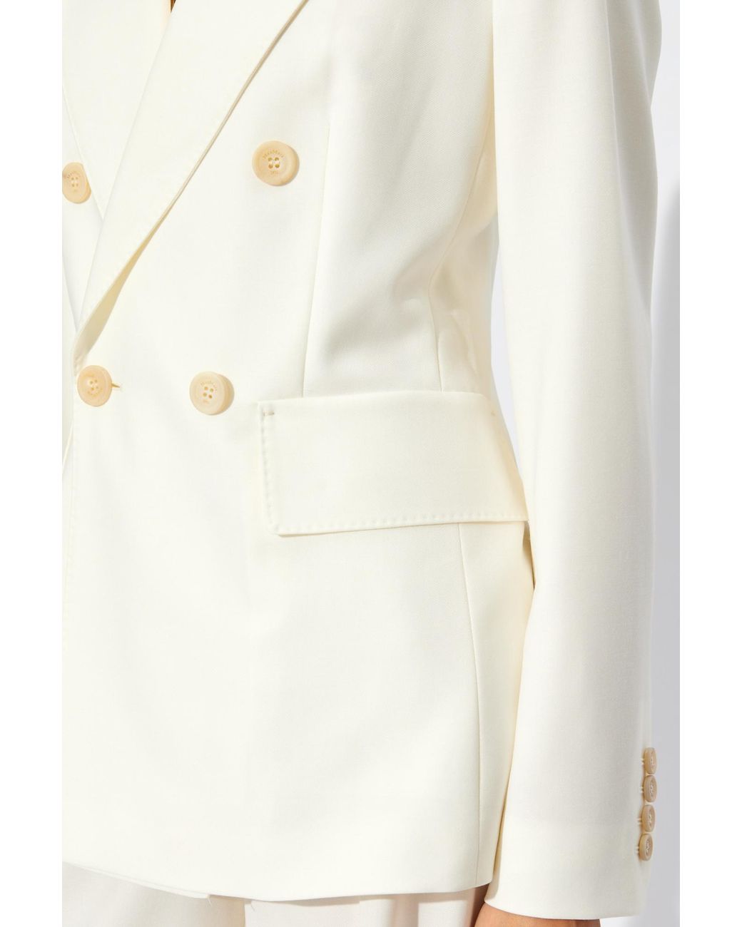 Max Mara White Sanna Double-Breasted Long-Sleeved Jacket