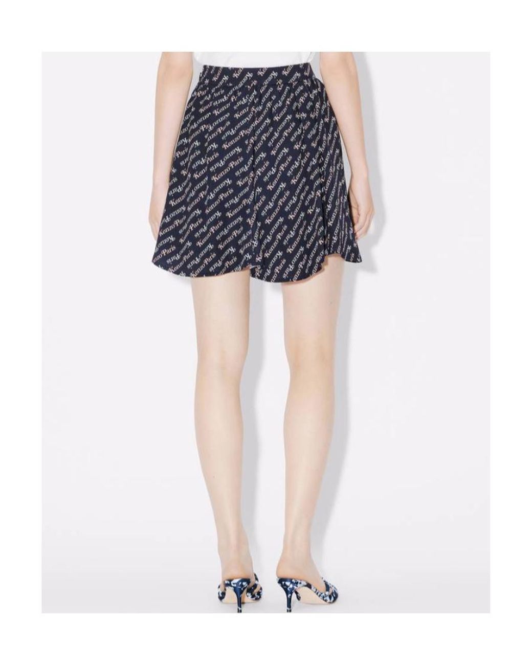KENZO Blue Allover Logo Printed Mini Skirt