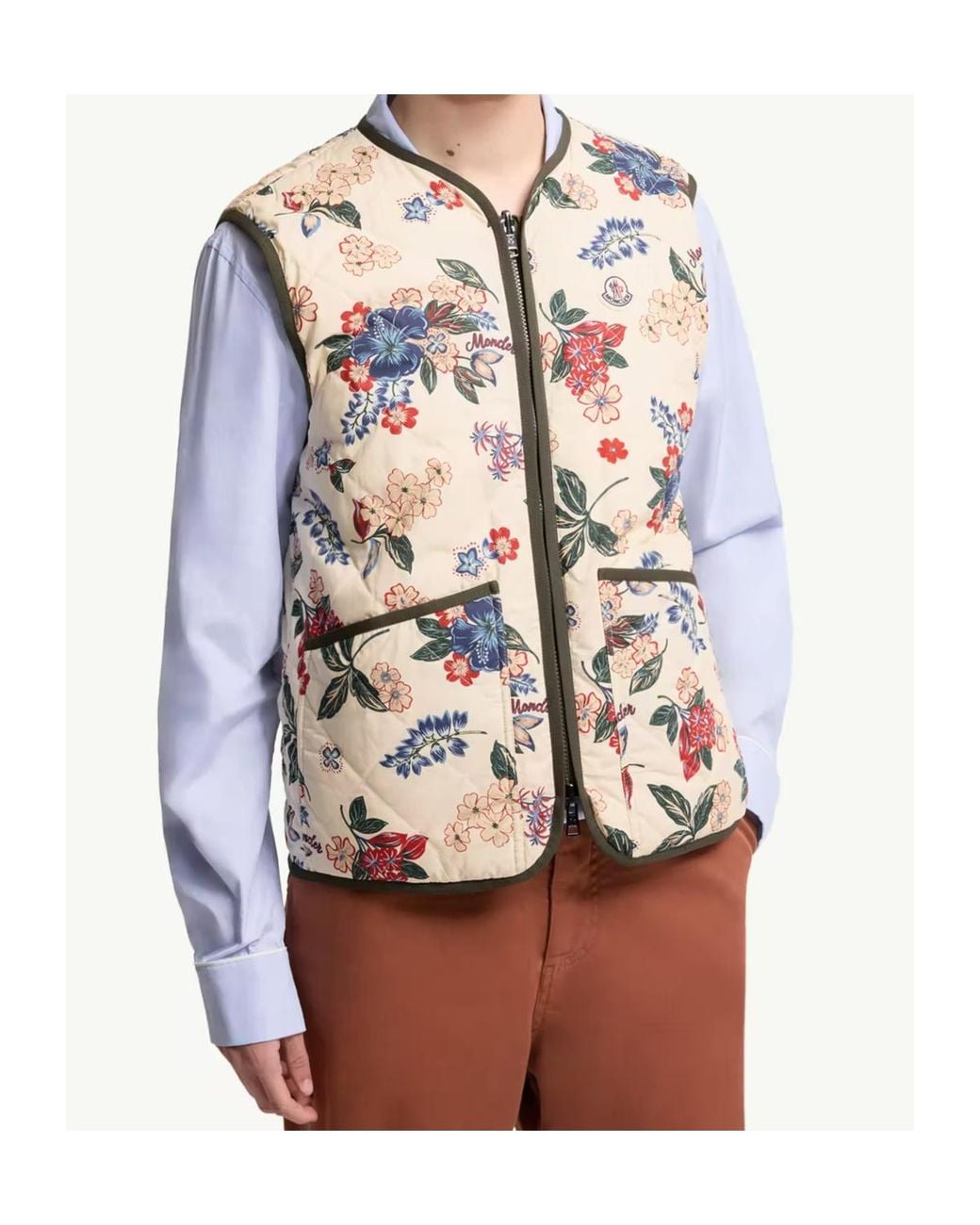 Moncler Multicolor Franqui Reversible Floral Down Vest for men