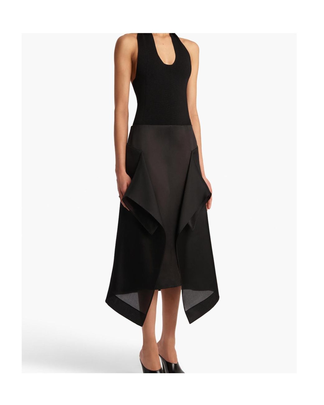 Khaite Black Nina Ruffled Silk Skirt