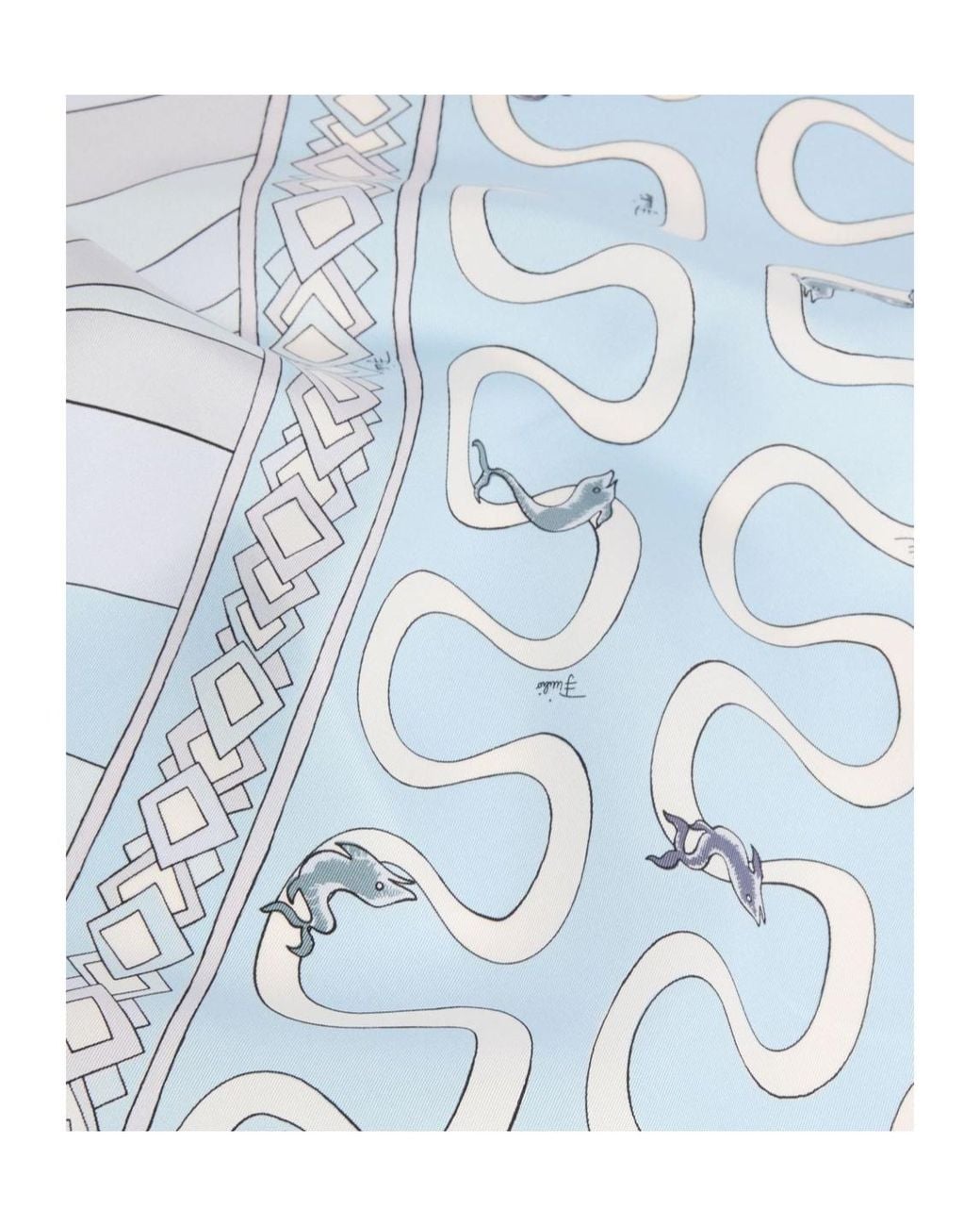 Emilio Pucci Blue Onda And Iride Print Silk Scarf