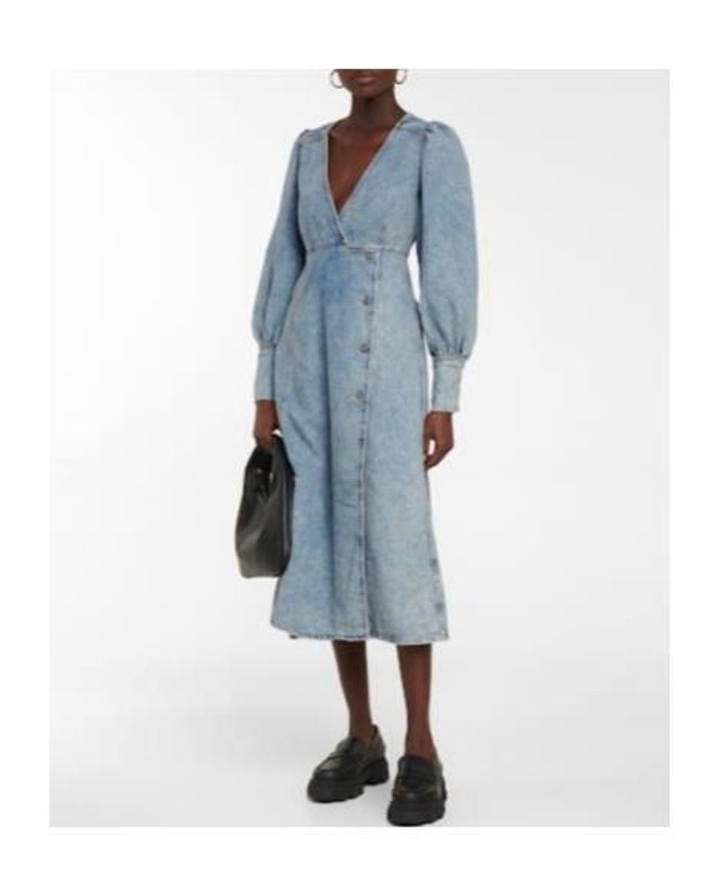 Ganni Blue Denim Midi Dress