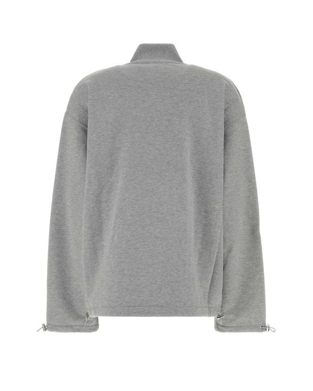 Miu Miu Gray Cotton Fleece Zipper Sweatshirt