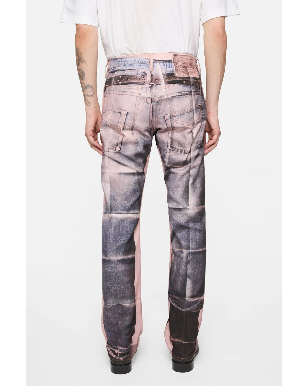 Acne Pink Printed Straight-Leg Jeans for men