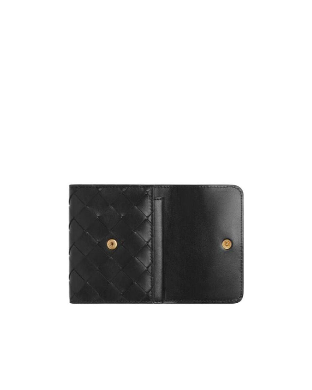 Bottega Veneta Black Intrecciato Tri-Fold Wallet